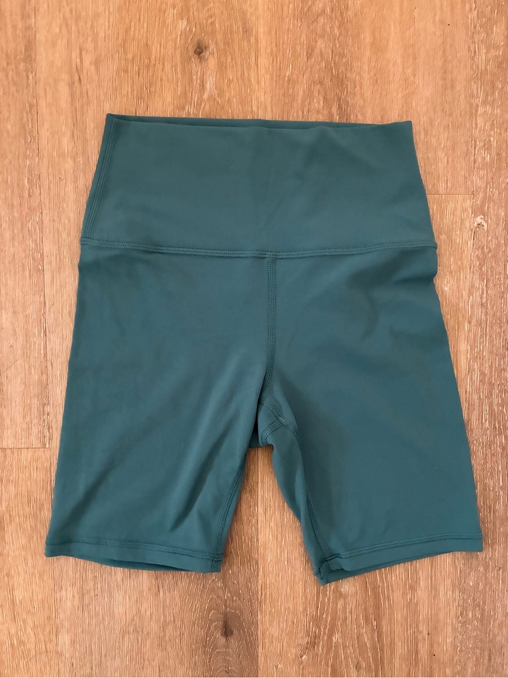 Athleta High-Rise Bike Shorts in Teal Green